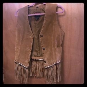 Cripple Creek | Leather Fringed Vest | Tan